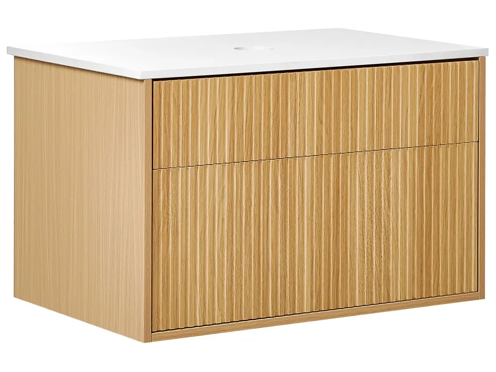 Bathroom Wall Mounted Cabinet 80 x 52 cm Light Wood BEXTI