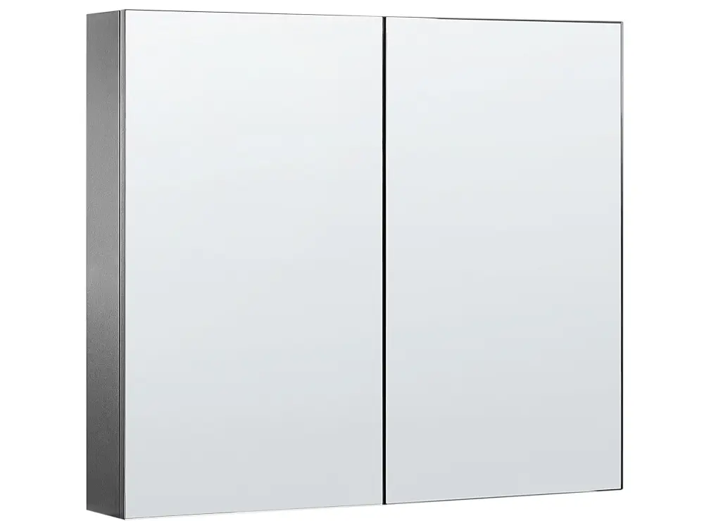 Bathroom Wall Mounted Mirror Cabinet 80 x 70 cm Black NAVARRA