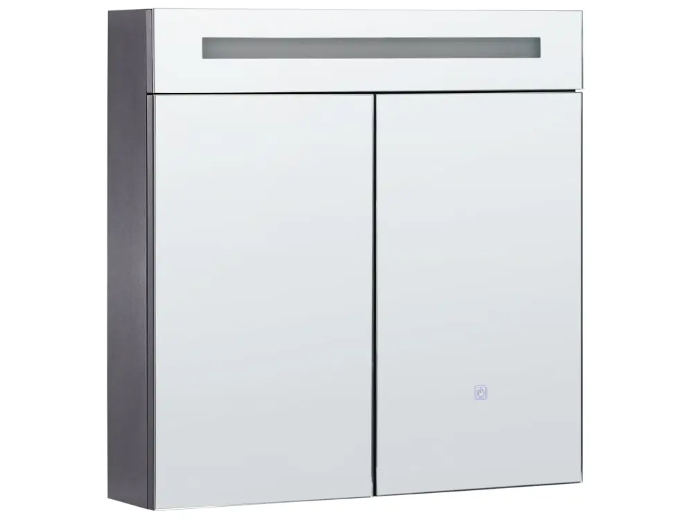 Bathroom Wall Mounted Mirror Cabinet LED 60 x 60 cm Black JARAMILLO
