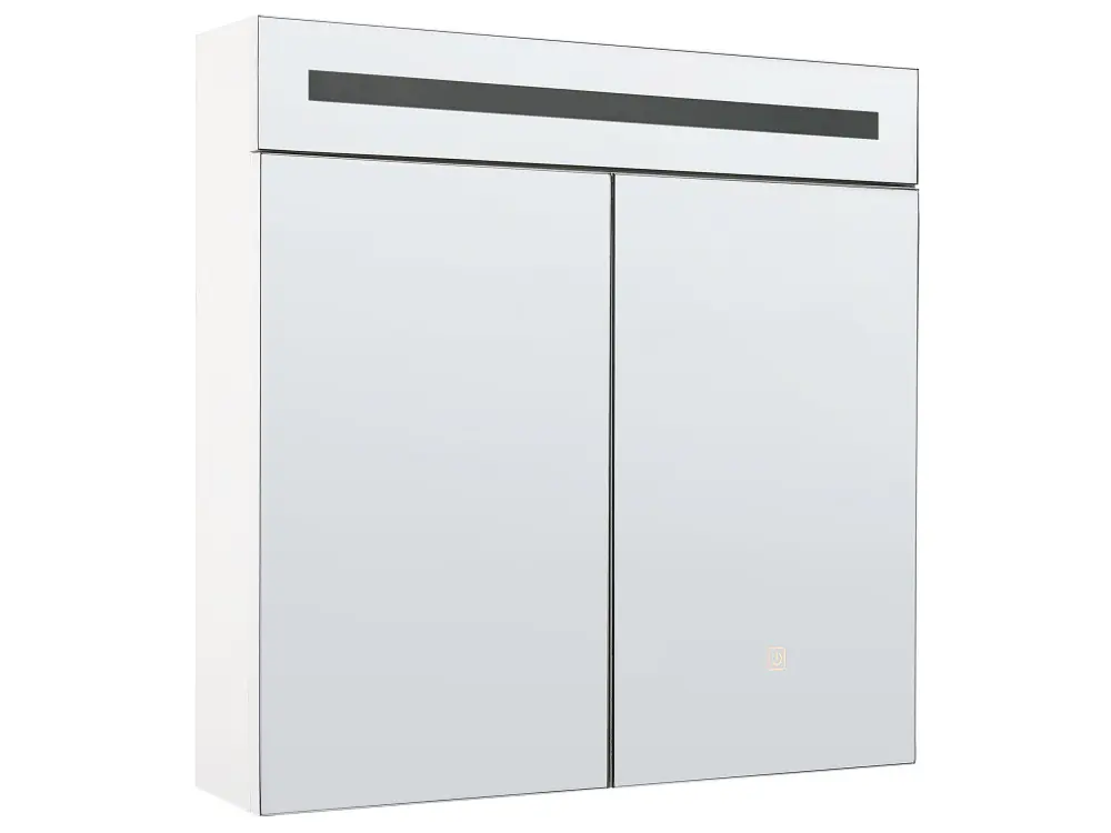 Bathroom Wall Mounted Mirror Cabinet LED White 60 x 60 cm JARAMILLO