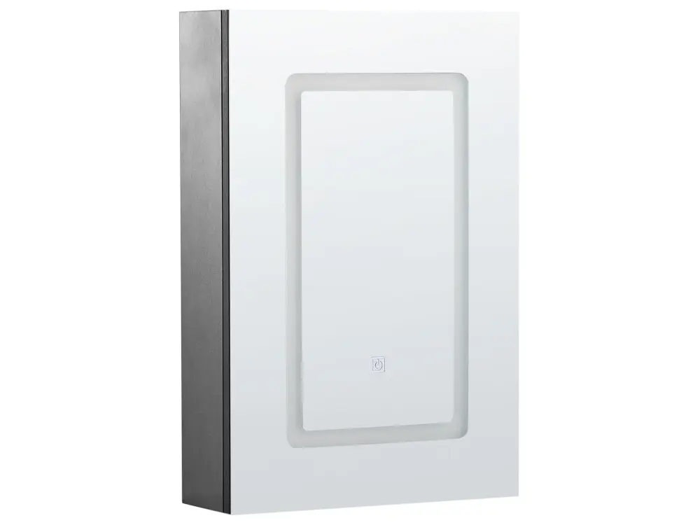Bathroom Wall Mounted Mirror Cabinet LED 40 x 60 cm Black CONDOR