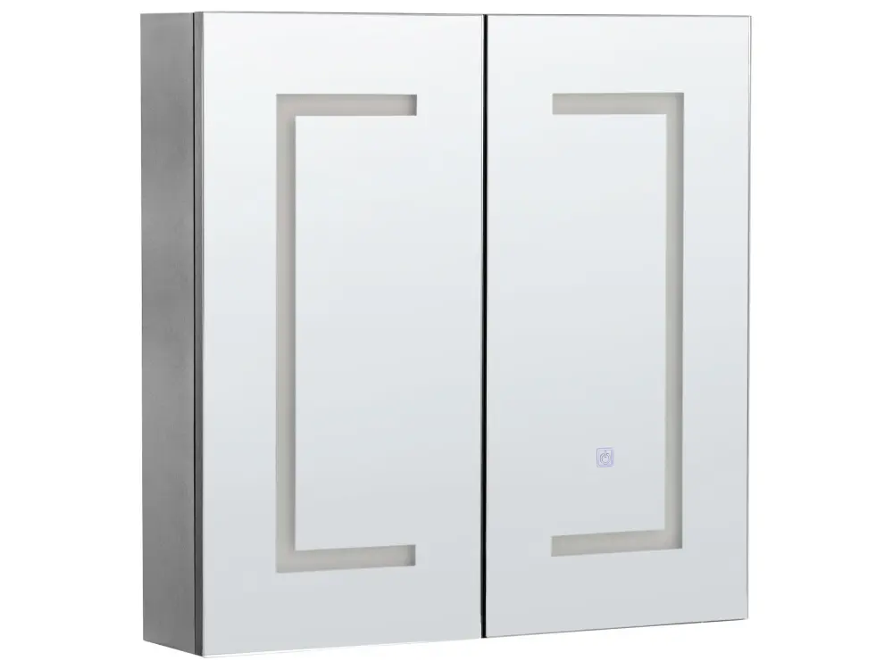Bathroom Wall Mounted Mirror Cabinet LED 60 x 60 cm Black MAZARREDO