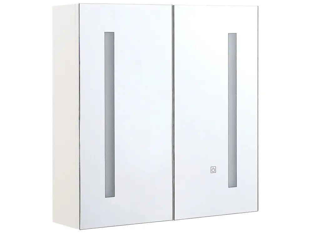 Bathroom Wall Mounted Mirror Cabinet LED 60 x 60 cm White CHABUNCO