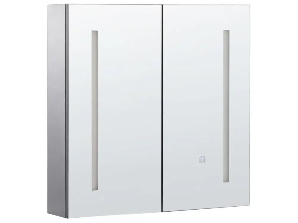 Bathroom Wall Mounted Mirror Cabinet LED 60 x 60 cm Black CHABUNCO
