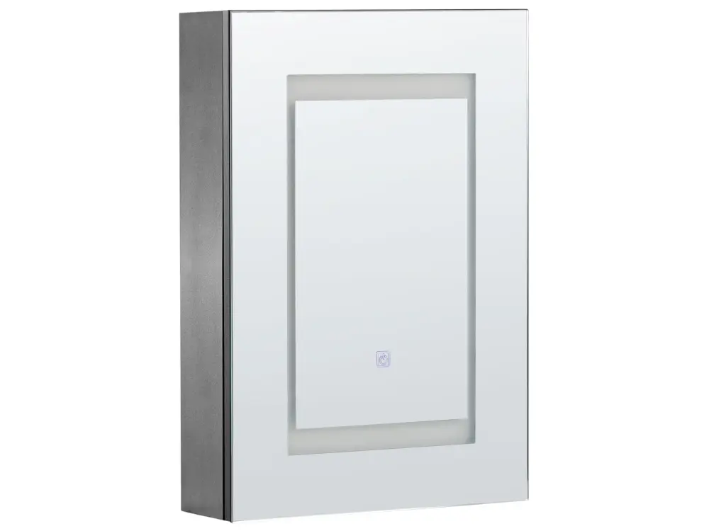 Bathroom Wall Mounted Mirror Cabinet LED 40 x 60 cm Black MALASPINA
