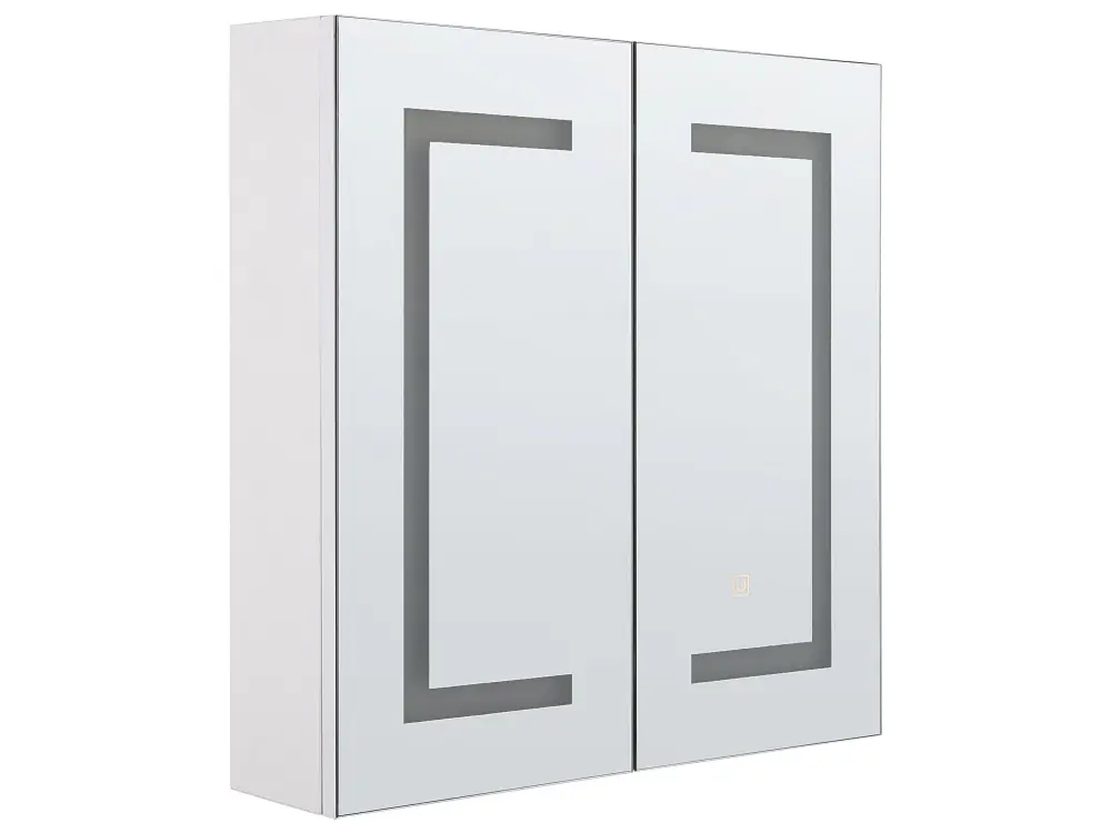 Bathroom Wall Mounted Mirror Cabinet LED White 60 x 60 cm MAZARREDO
