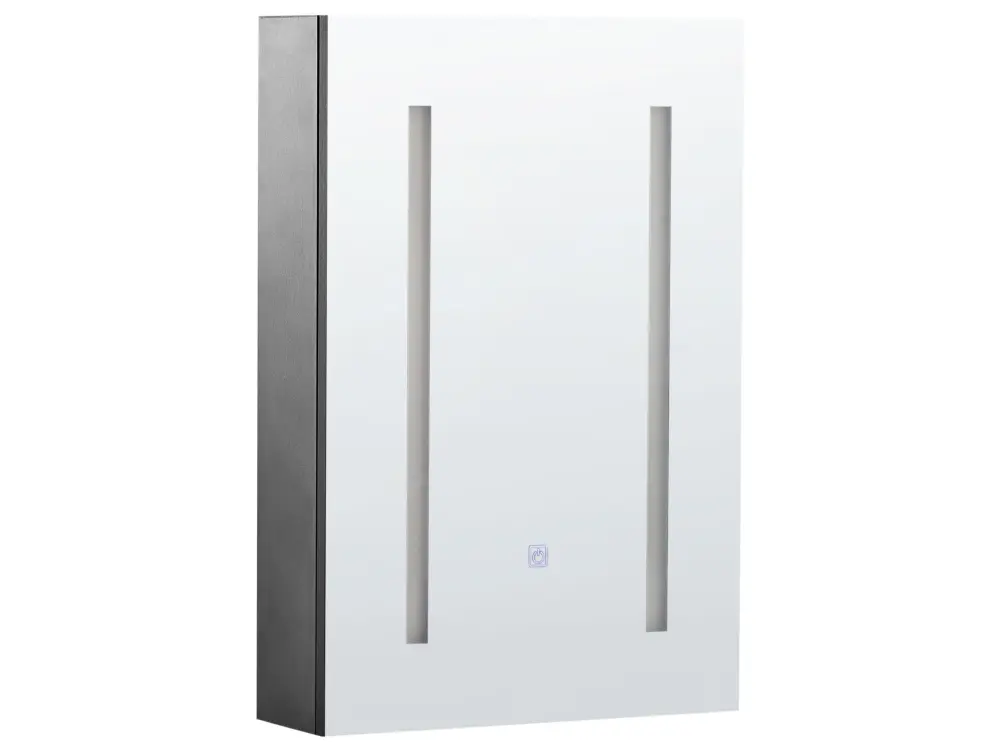 Bathroom Wall Mounted Mirror Cabinet LED 40 x 60 cm Black CAMERON
