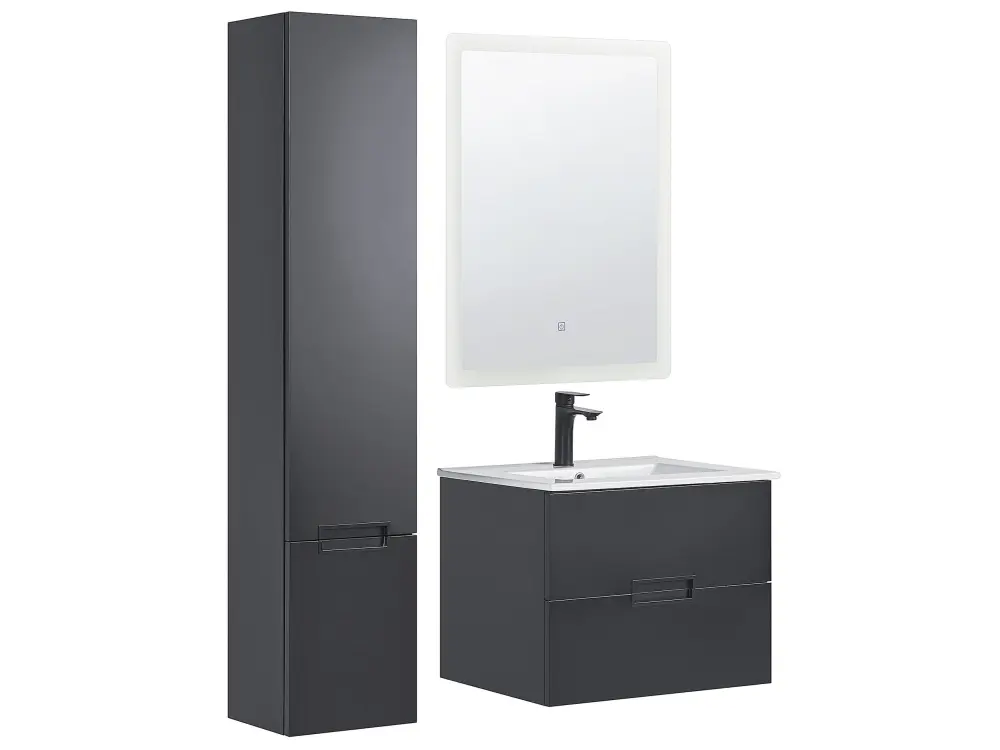 3 Piece Bathroom Furniture Set Black TUDELA
