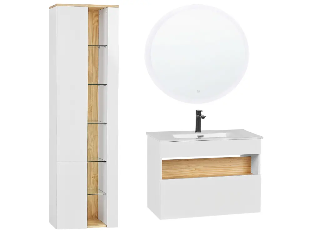 3 Piece Bathroom Furniture Set White FIGUERES