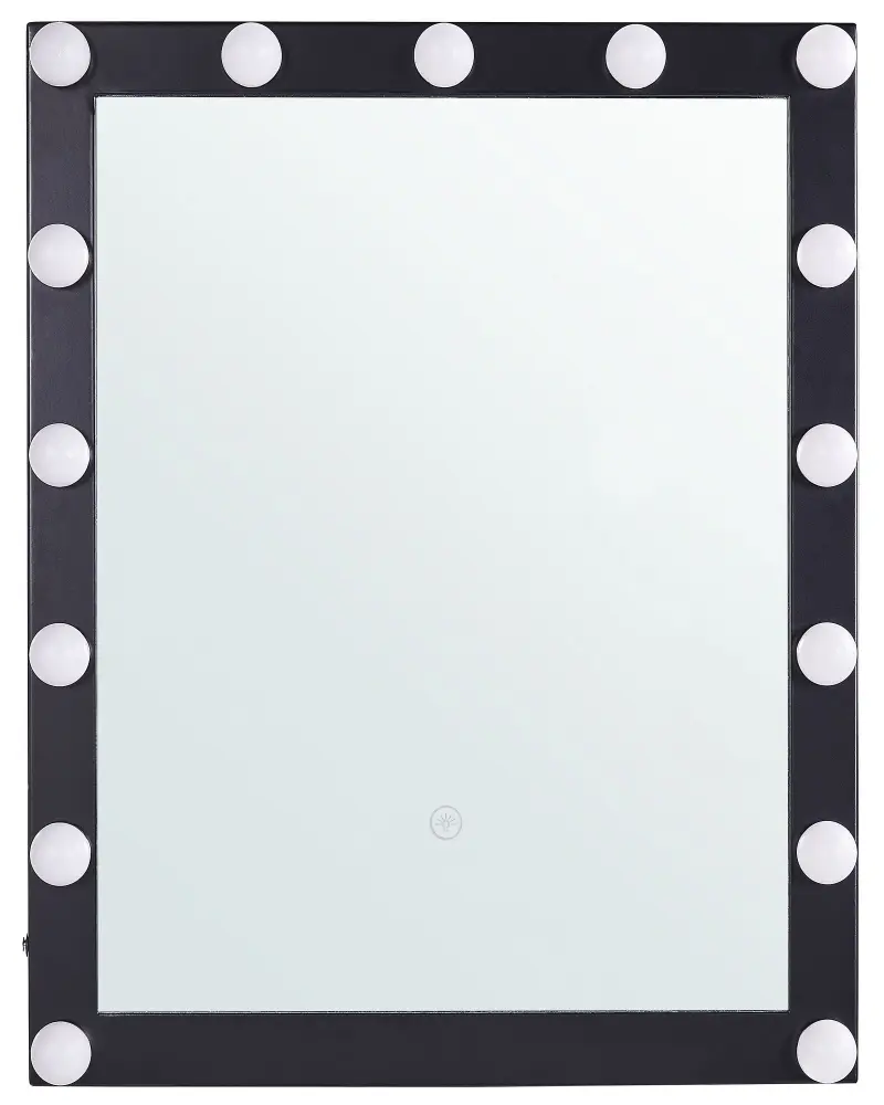 Metal LED Wall Vanity Mirror 50 x 60 cm Black ODENAS
