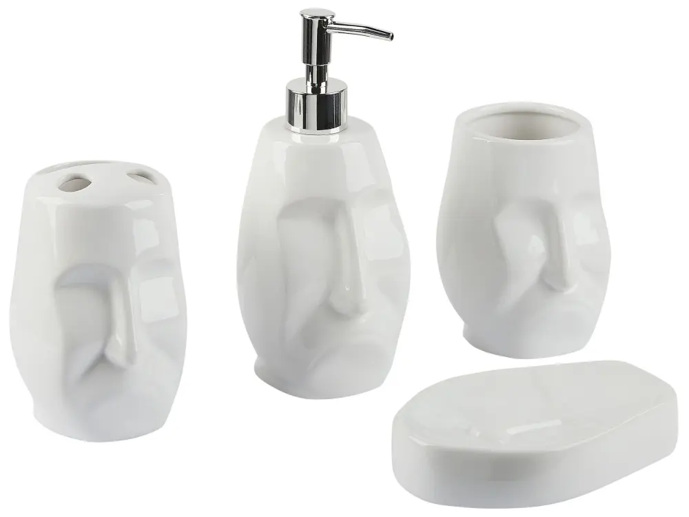 Ceramic 4-Piece Bathroom Accessories Set White BARINAS