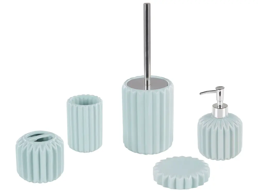 Ceramic 5-Piece Bathroom Accessories Set Blue GORBEA