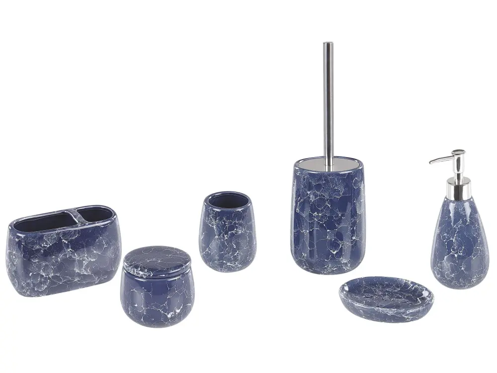 Ceramic 6-Piece Bathroom Accessories Set Blue ANTUCO