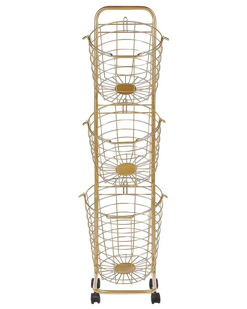 3 Tier Metal Wire Basket Stand Gold AYAPAL
