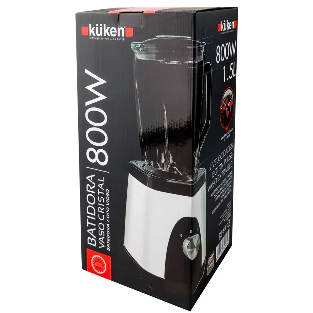 Batidora de vaso Kuken 34025 800W 1,5L función Pulse blanco/negro