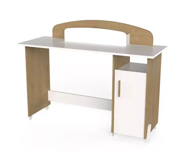 Mesa de Actividades Mesa Escritorio Naili Con Armario Infantil Juvenil Roble Hamilton y Blanco Mate 135 cm