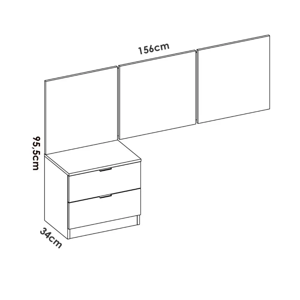 Cama Nido Conjunto de dormitorio Bito Pack 2 cabecero + mesita + aro + cómoda natural/blanco