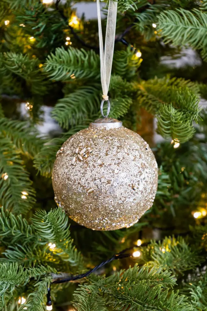 Adorno Bola De Vidrio Dorada para Árbol de Navidad