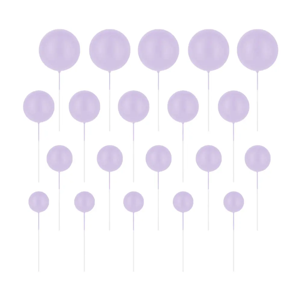 Adornos para tarta con forma de bola mate de color violeta nítido, juego de 20 piezas