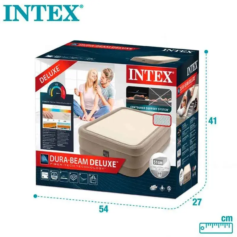 Certificado Antialérgico Colchón hinchable Thermalux Intex 2 usuarios con bomba integrada marfil 51x152x203 cm