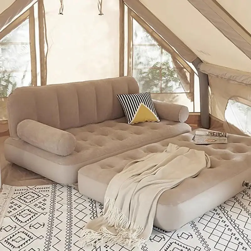 FENGSEN Sofá Cama Inflable Plegable Doble 190*150*65 cm con Bomba Eléctrica – Perfecto para Hogar y Camping