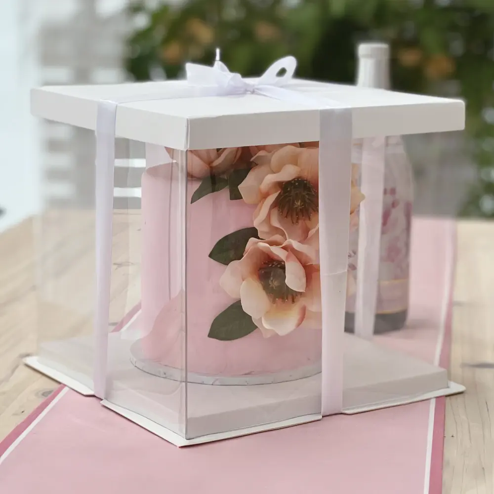 Caja para tarta con lazo 25 x 25 x 25 cm 1 ud.