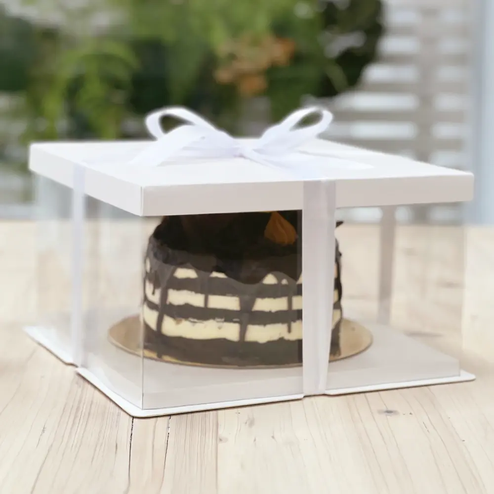 Caja para tarta con lazo 20 x 20 x 15 cm 1 ud.