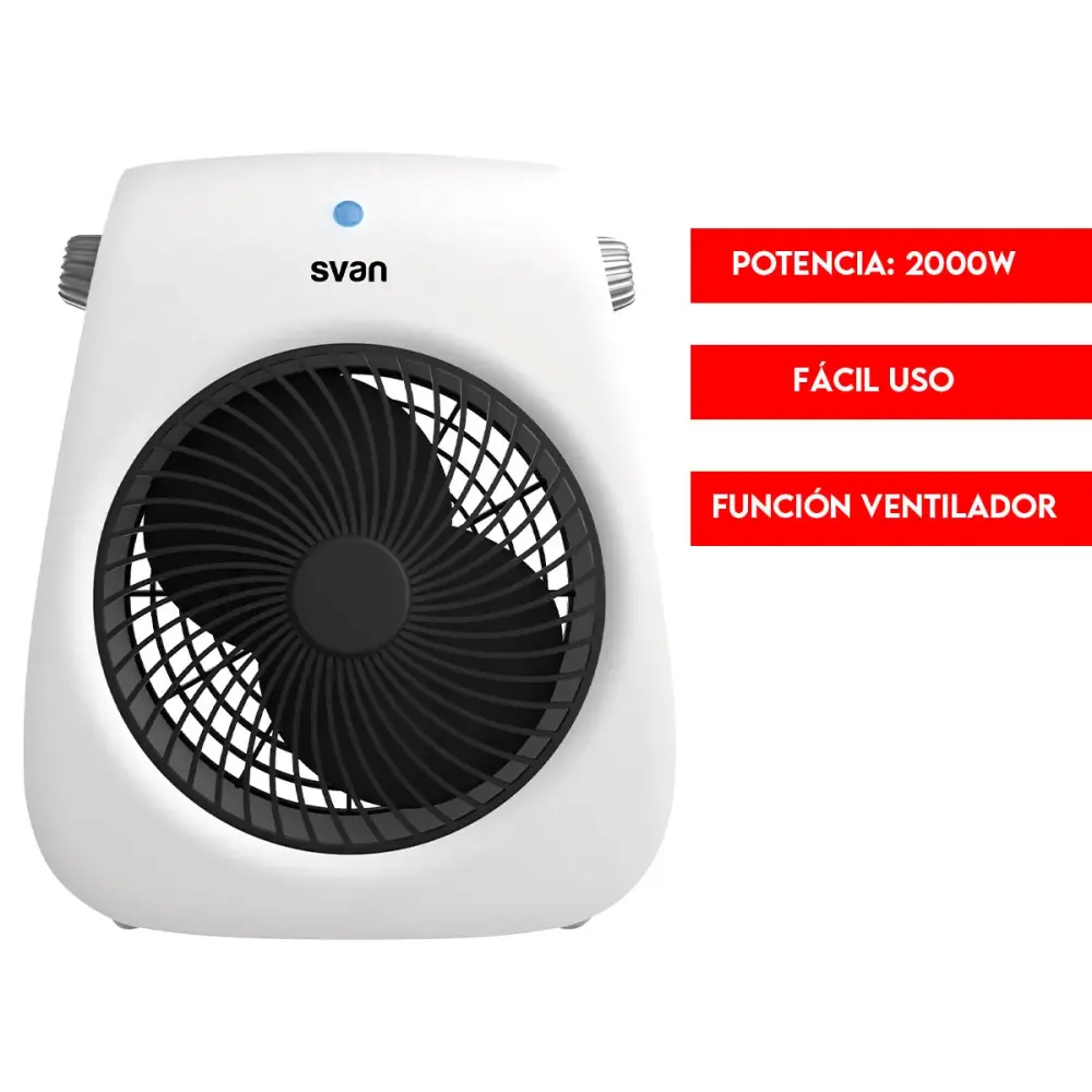 Calefactor ventilador Svan SCEV2002V 2000W 3 niveles blanco Compatible con Temporizador