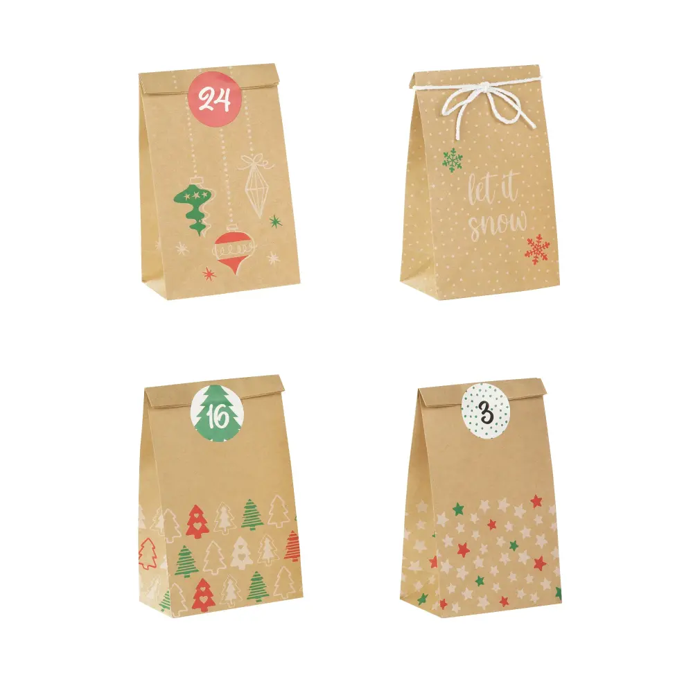 Calendario de Adviento DIY bolsas de papel 24uds. para Decoración Navideñ