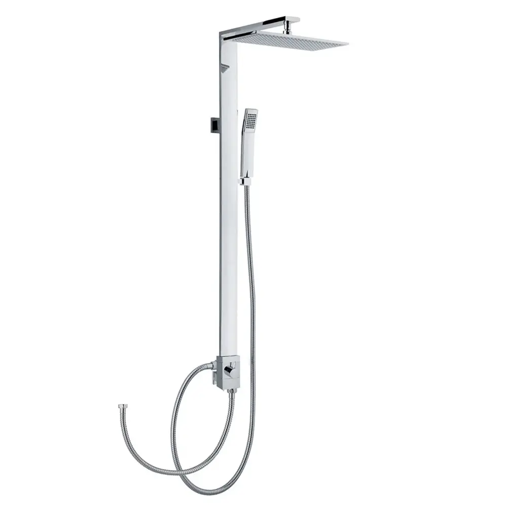 Colonna doccia rettangolare ottone con soffione e attacco flessibile