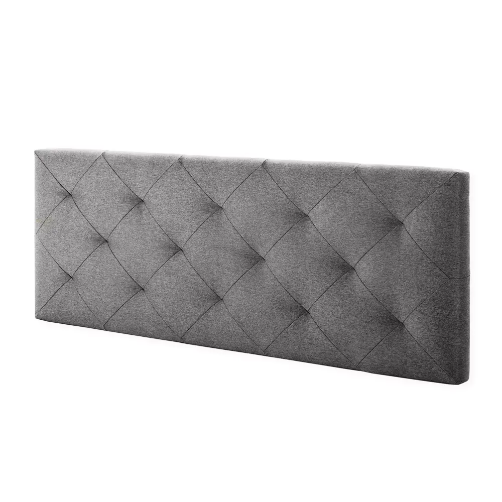 Cama con Barandilla Cabecero tapizado milan 90x60 cm, rombos en tela gris, 8 cm de grosor