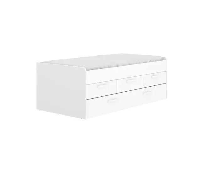 Cama infantil Daaron, Estructura con segunda cama extraíble, Cama individual para dormitorio con 3 cajones, 194x95h68 cm,...