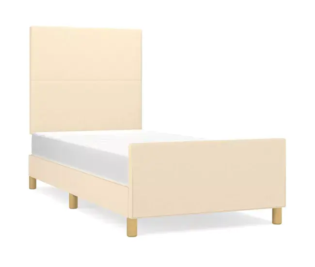 Estructura de cama con cabecero de tela marrón sombrío 90x190 cm Diseño plano con Certificación de Seguridad