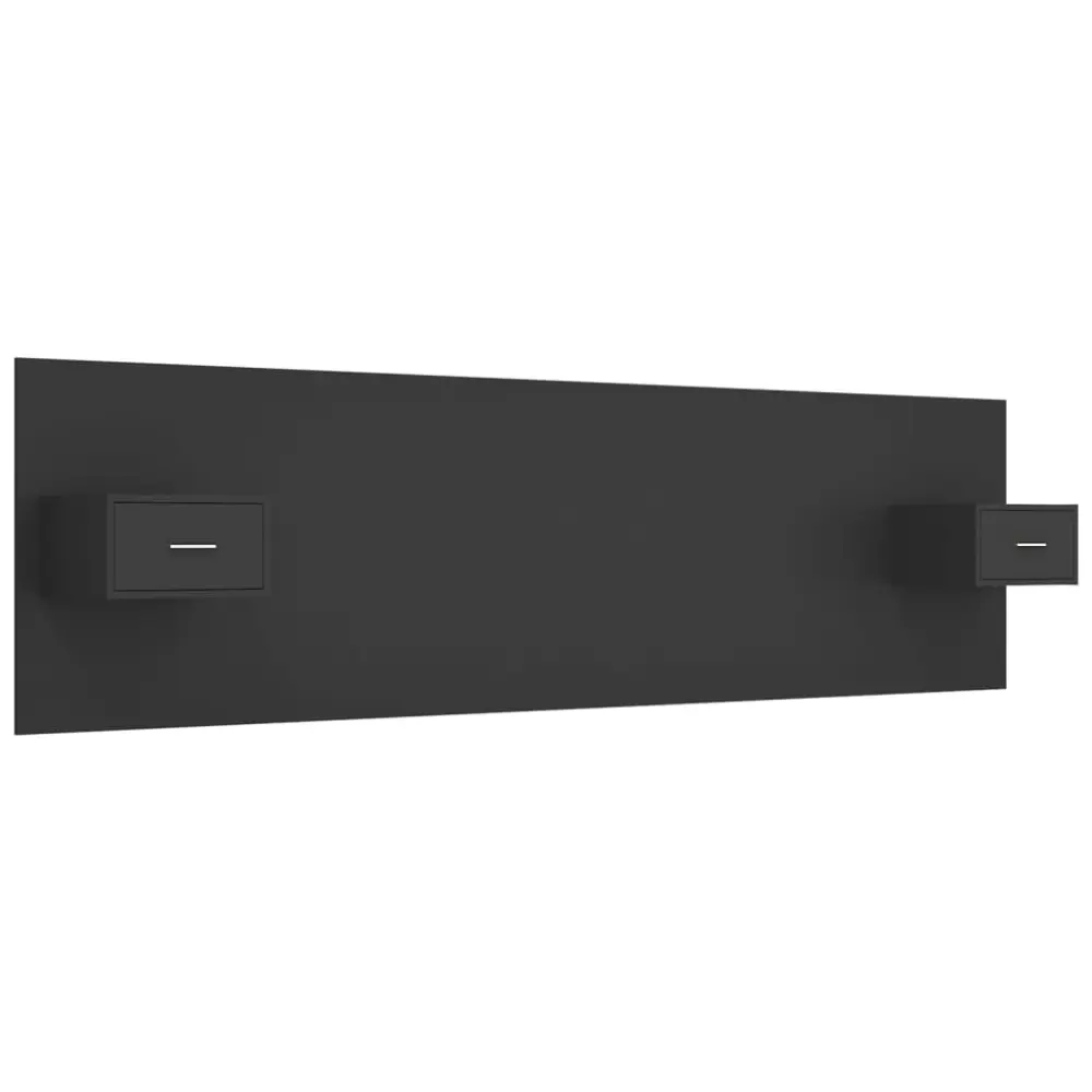 vidaXL cabecero de cama con mesitas madera contrachapada negro de Madera de Pino
