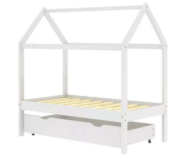 vidaXL Estructura de cama infantil y cajón madera pino blanca 70x140cm | Antivuelco |