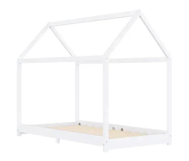vidaXL Estructura de cama infantil madera maciza pino gris 90x200 cm con Bordes Redondeados