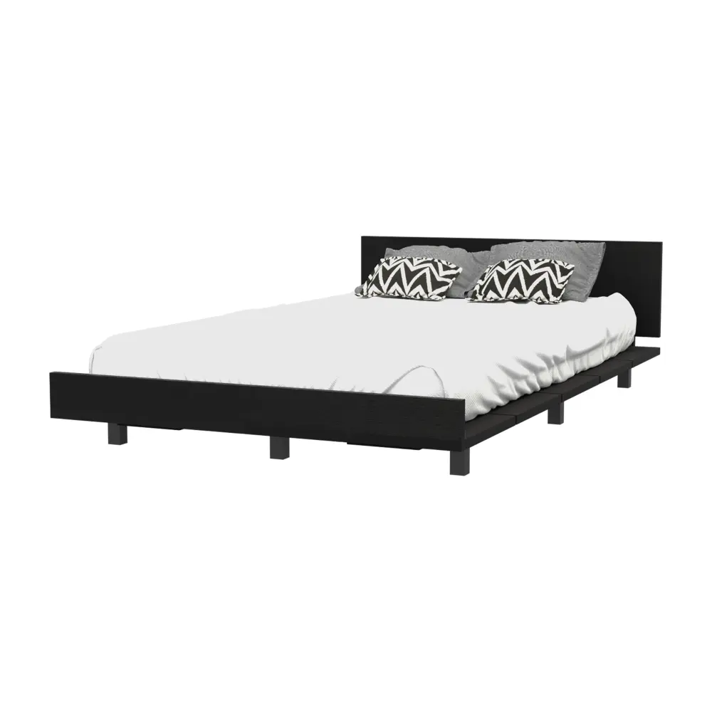 Base cama sencilla kaia, con marco wengue 51.6 cm x 12.5 cm x 120 cm
