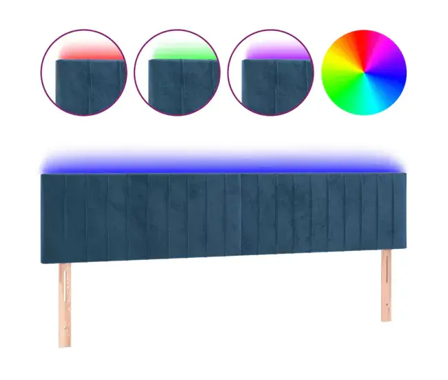 Cabecero con LED de terciopelo negro 200x5x78/88 cm