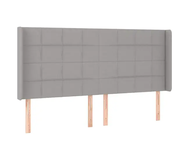 Cabecero con orejas de tela negro 203x16x118/128 cm