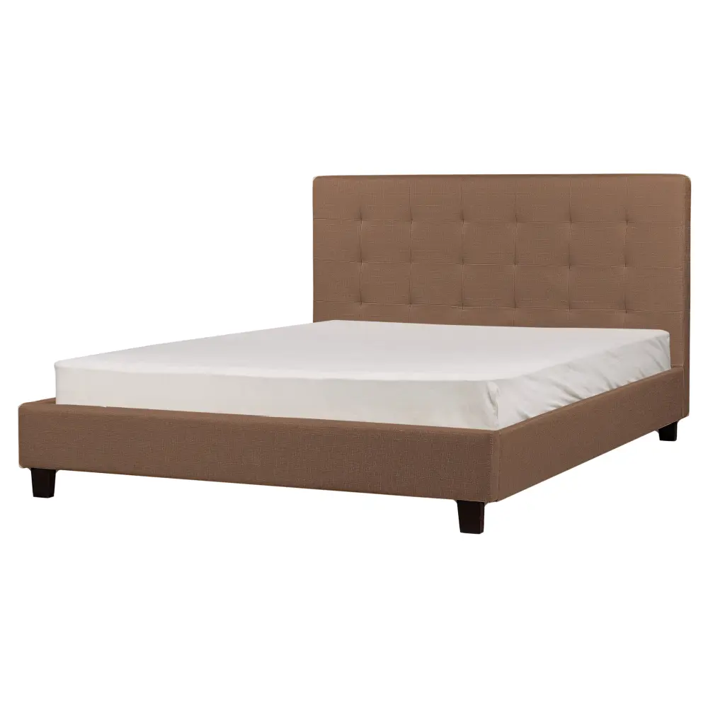 Cama con somier de poliéster marrón 160 x 200 cm la rochelle