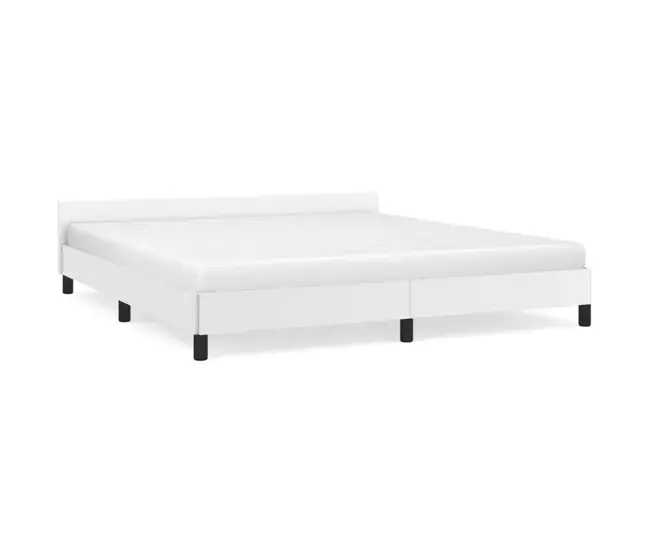 Estructura de cama con cabecero cuero sintético negro 160x200cm