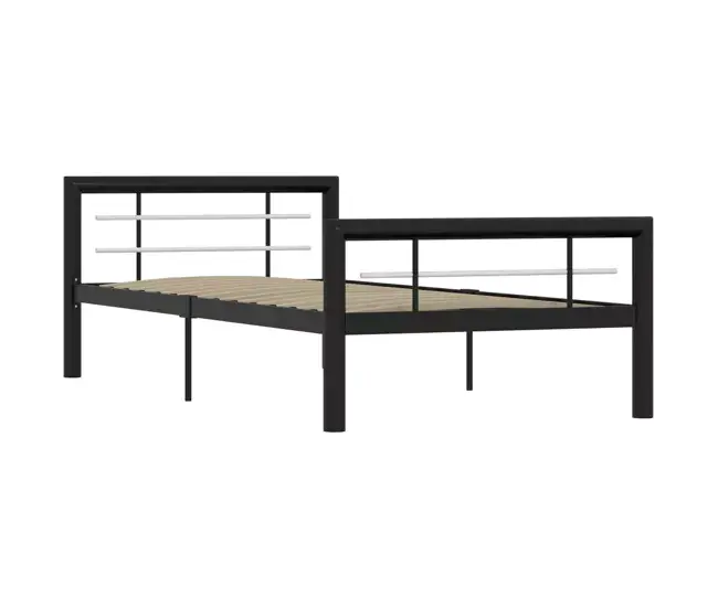 Estructura de cama de metálico negro y blanco 90x200 cm