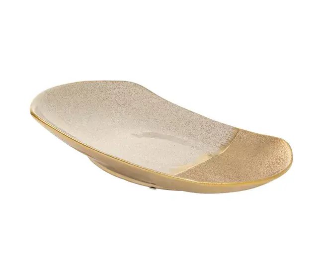 Brillante Centro de mesa de cerámica dorada 38x26,5x5,5