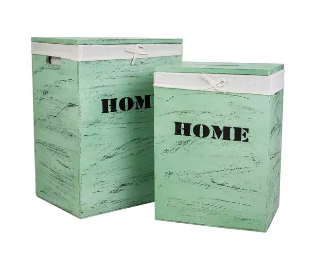Caja para Suministros Juego de Cestos Alexandra House Living Verde Madera de Paulonia 2 Piezas