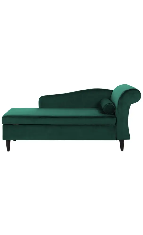 Chaise longue de terciopelo verde derecho con Cojines Incluidos