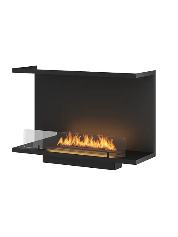 Inside c vers2 - chimenea de bioetanol de tres caras empotrable cm 80 en Madera y Negro