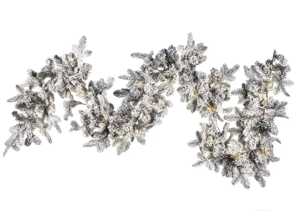 Pre-Lit Snowy Christmas Garland 180 cm White SUNDO