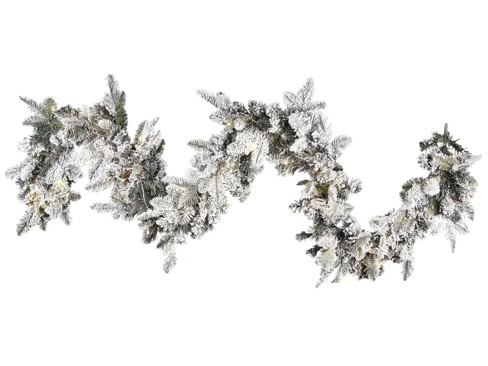 Pre-Lit Snowy Christmas Garland 270 cm White SUNDO