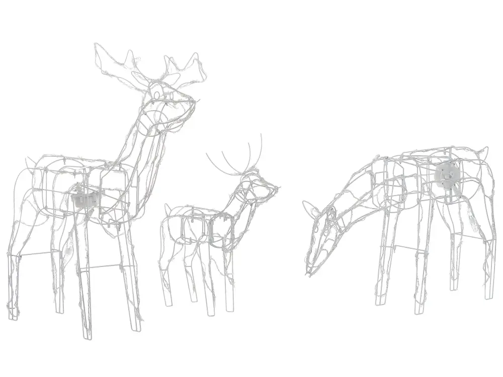 Set 3 Outdoor LED Decorations Animated Reindeer 76 cm White MIKKELI