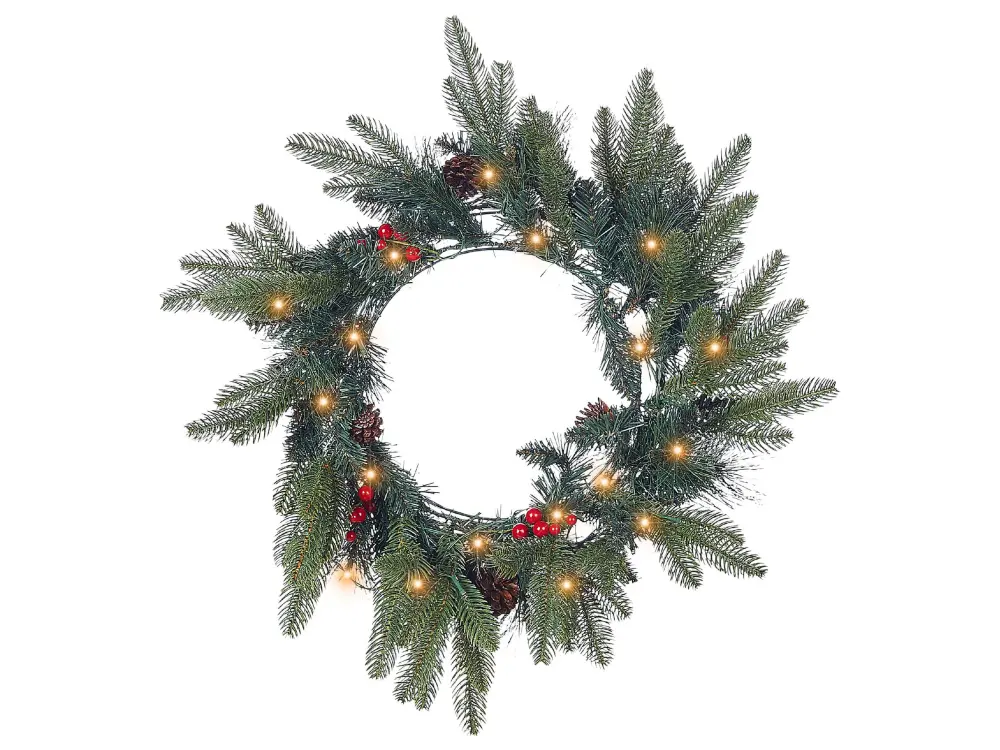 Pre-Lit Christmas Wreath ⌀ 50 cm Green WHITEHORN